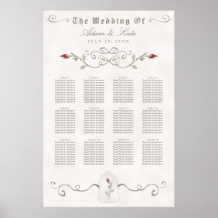 SEATING CHART 81-120 Elegant Red Rose Wedding