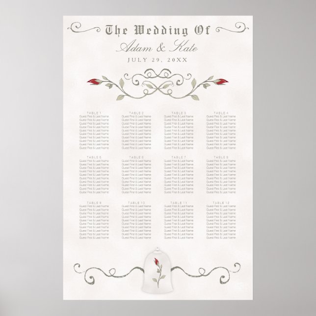 SEATING CHART 81-120 | Elegant Red Rose Wedding (Front)
