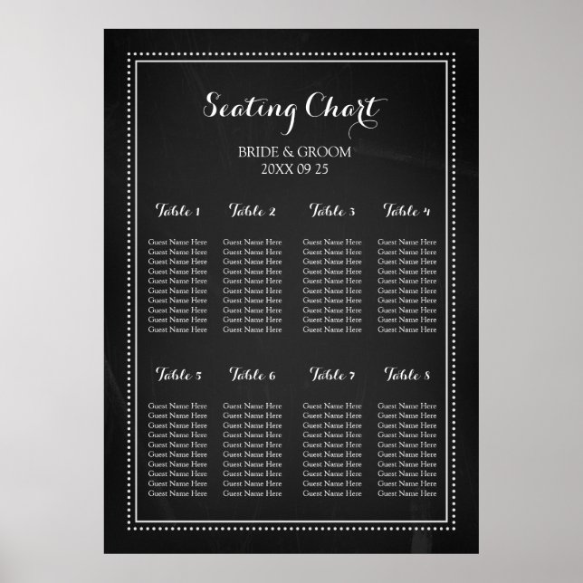 Seating Chart 8 Tables Chalkboard (Front)