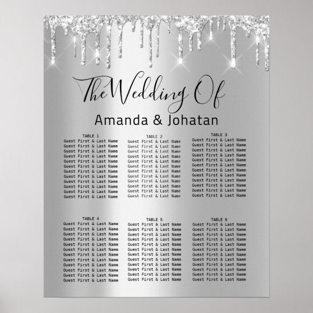 Seating Chart Black Gray Silver Drips Grey Spark (Front)