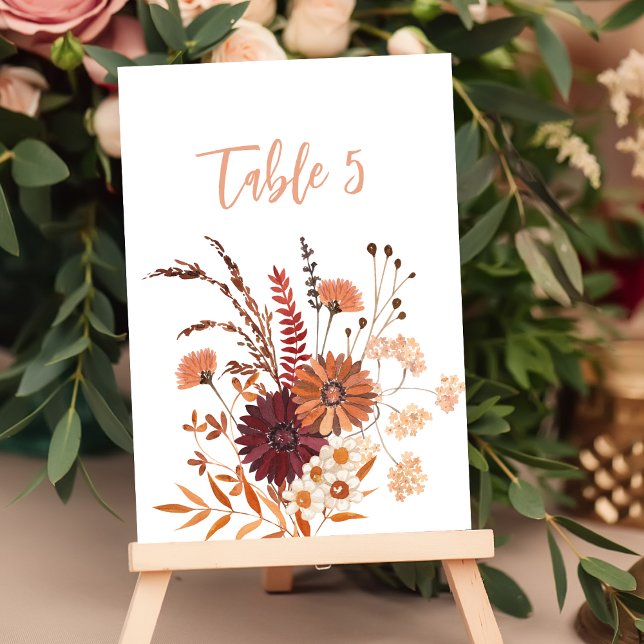 Seating Chart Boho fall rust burgundy mauve Table Number (Creator Uploaded)