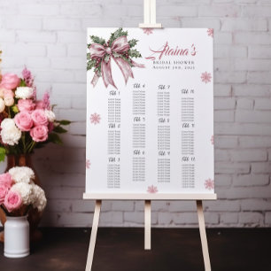 Seating chart christmas pink snowflake theme