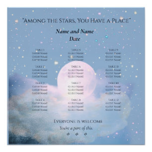 Seating Chart, Dreamy celestial moonlight wedding Poster