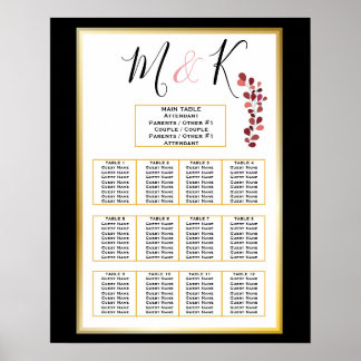 Seating Chart Edgy Black Gothic Wedding