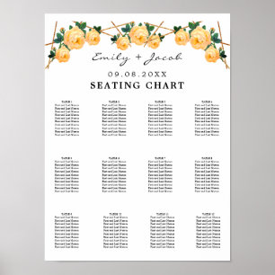 Seating Chart Gold Geometric Orange Floral Wed 120