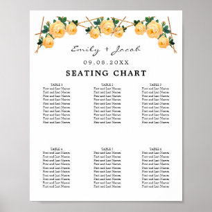 Seating Chart Gold Geometric Orange Floral Wed 60