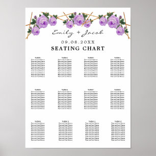 Seating Chart Gold Geometric Purple Floral Wed 120