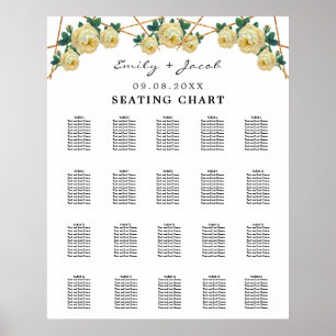 Seating Chart Gold Geometric Yellow Floral Wed 200