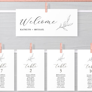 Seating Chart Header Minimalist Greenery Leaf Card