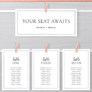 Seating Chart Header Modern Black Border Card