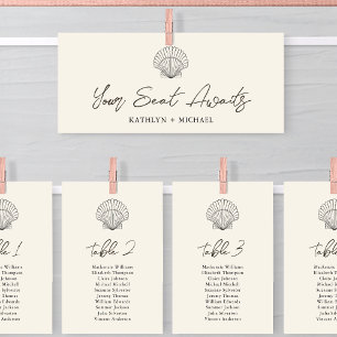 Seating Chart Header Modern Shell Beach Ocean Card