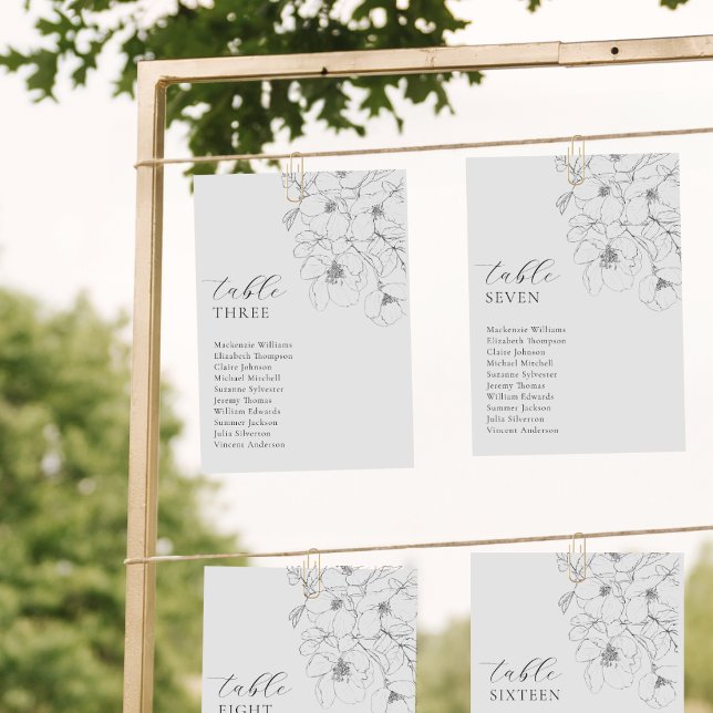 Seating Chart Minimalist Floral Black White Card  (Creator Uploaded)