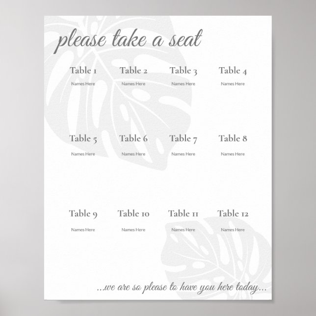 Seating Chart Print, Value Poster Paper (Matte) (Front)