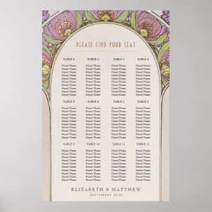 Seating Chart Vintage Wedding Art Nouveau Foam Boa