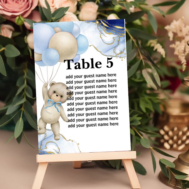 Seating Chart We Can Bearly Wait Blue Balloon Table Number (Creator Uploaded)