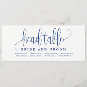 Seating Head Table Card - Lovely Calligraphy Navy