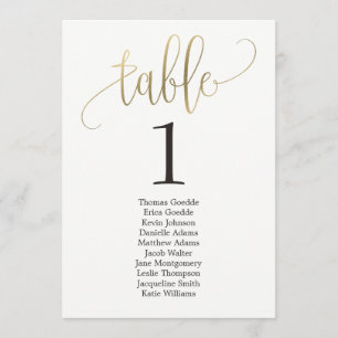 Seating Plan Table Card Lovely Calligraphy