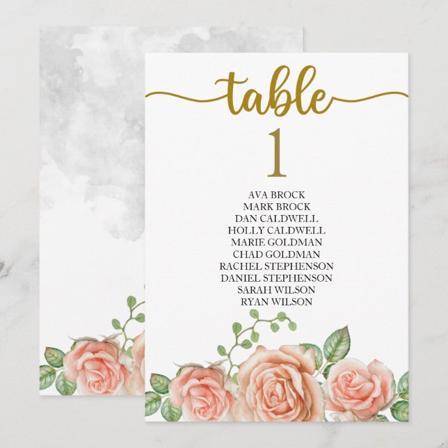 Seating Plan Table Card Lovely Calligraphy (Front/Back)