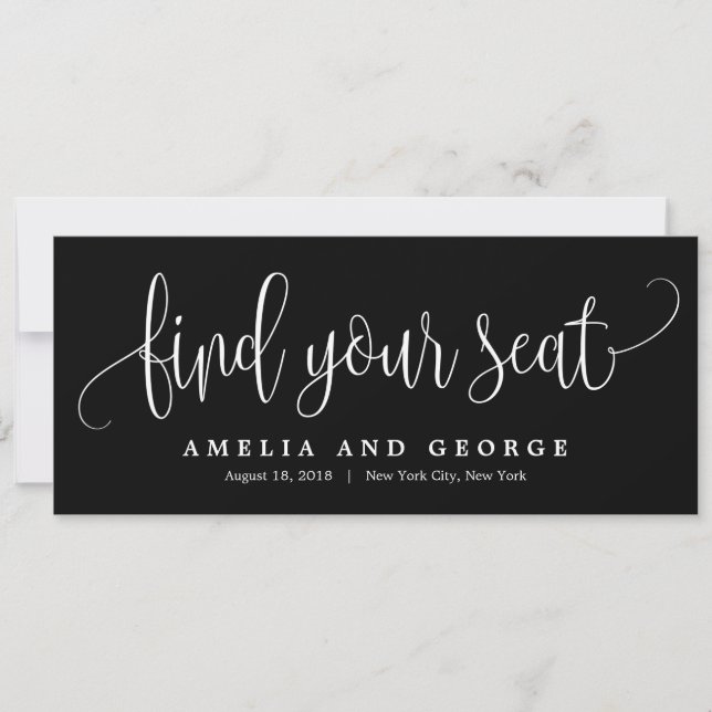 Seating Plan Title Card - Lovely Calligraphy (Front)