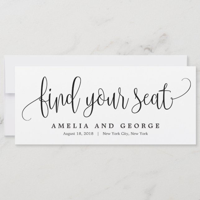 Seating Plan Title Card - Lovely Calligraphy Kraft (Front)