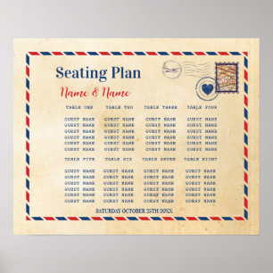 Seating Plan Wedding Postcard Travel Destination Poster