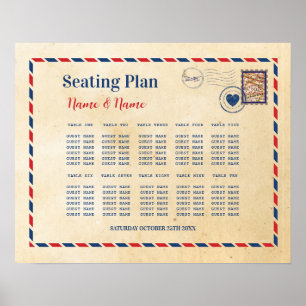 Seating Plan Wedding Postcard Travel Destination Poster