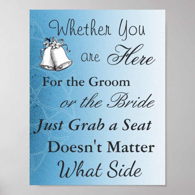 Seating Poster for Wedding, Blue Mandala Elegant (Front)