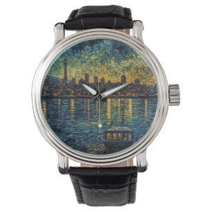 Seatle Space Needle in van Gogh style Watch