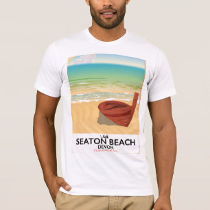 Seaton Beach Devon vintage seaside poster T-Shirt