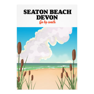 Seaton Beach Dorset travel poster