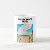 Seaton Beach Dorset travel poster