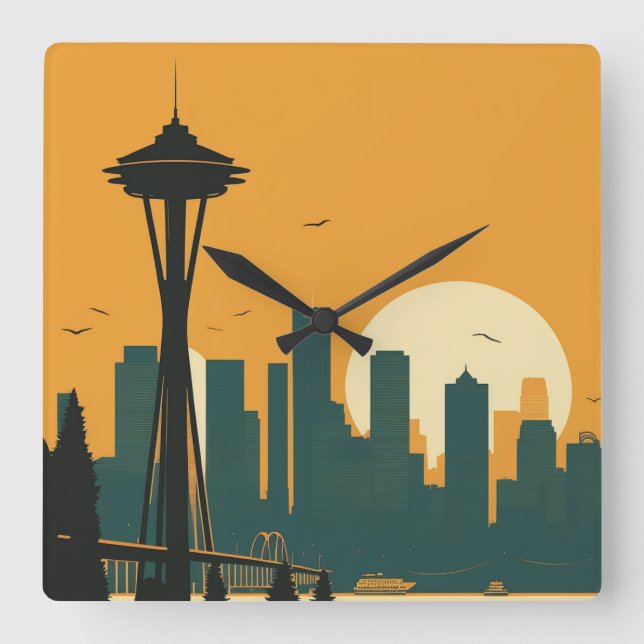 SEATTLE #1 SQUARE WALL CLOCK (Front)
