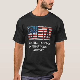 Seattle Airport Distressed American Flag Sea T-Shirt