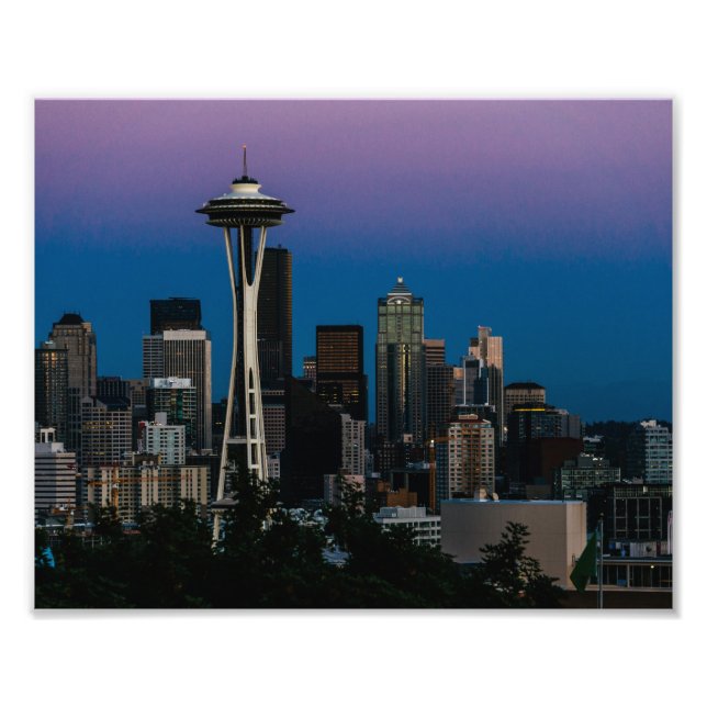 Seattle Architecture Under the Purple Sky Photo Print (Front)