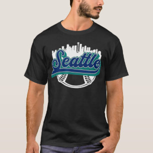 Seattle Baseball Downtown City Skyline Fan  T-Shirt