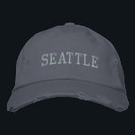 SEATTLE Blue Vintage Style Distressed Cotton Embroidered Hat<br><div class="desc">SEATTLE Blue Embroidered vintage style distressed cotton hat. Makes a wonderful gift for anybody who loves Seattle WA! If you would prefer to have your personal text then simply select "Personalise this template" details button to enter your choice of custom text. Embroidery is also customisable to other colour choices by...</div>