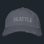 SEATTLE Blue Vintage Style Distressed Cotton Embroidered Hat<br><div class="desc">SEATTLE Blue Embroidered vintage style distressed cotton hat. Makes a wonderful gift for anybody who loves Seattle WA! If you would prefer to have your personal text then simply select "Personalise this template" details button to enter your choice of custom text. Embroidery is also customisable to other colour choices by...</div>