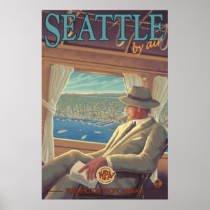 Seattle By Air - Washington Travel Poster