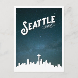 Seattle by Night Skyline - Washington, USA Holiday Postcard