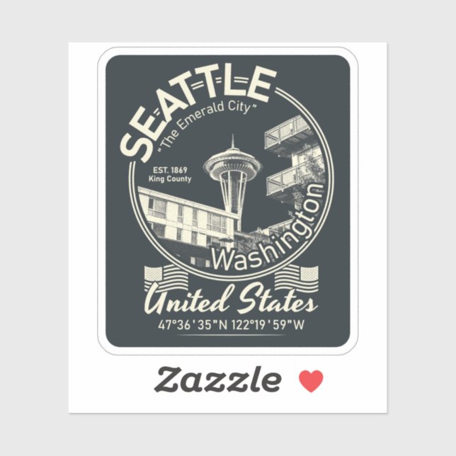 SEATTLE CITY ICON - WASHINGTON VINTAGE (Sheet)