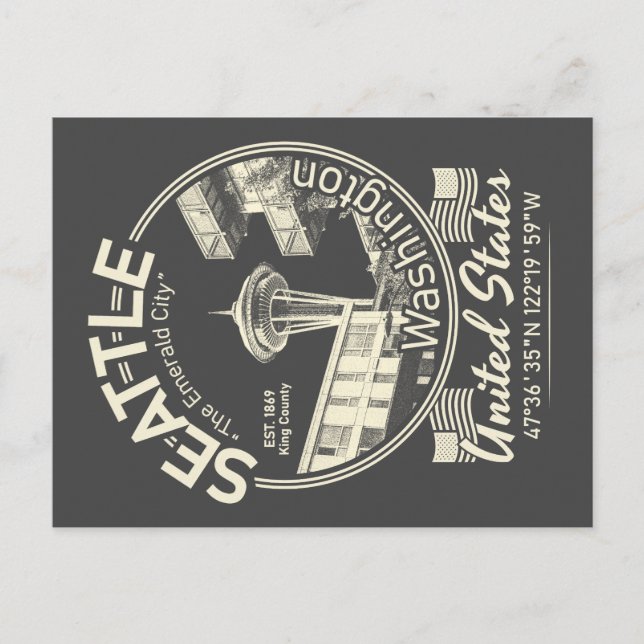 SEATTLE CITY ICON - WASHINGTON VINTAGE POSTCARD (Front)