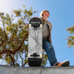 Seattle City Map Skateboard<br><div class="desc">A unique map of the beautiful city of Seattle, Washington. This skateboard features a street map of the city inside a black border on the top and bottom.
A fun way to represent the city you love and reside in!</div>