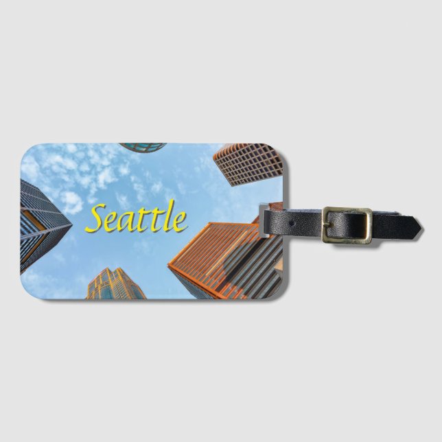 Seattle City Skyline Luggage Tag (Front Horizontal)