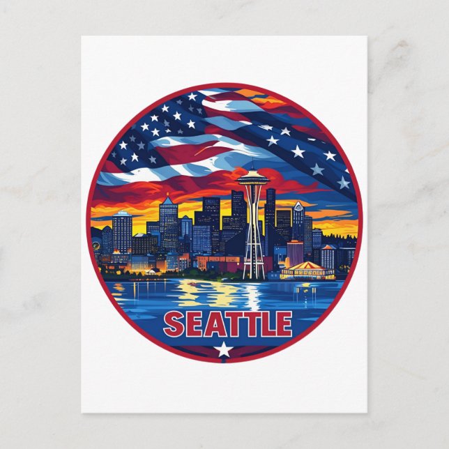 Seattle City Skyline Postcard (Front)