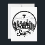 Seattle City Skyline Postcard<br><div class="desc">Celebrate the iconic Seattle skyline with this bold and colourful design featuring the Space Needle and the city’s modern architecture. This vibrant retro-style art captures the spirit of Seattle in a glowing palette of red, and deep blue — perfect for locals, tourists, and city lovers alike. Ideal for apparel, home...</div>