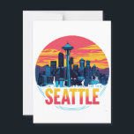 Seattle City Skyline Postcard<br><div class="desc">Celebrate the iconic Seattle skyline with this bold and colourful sunset design featuring the Space Needle and the city’s modern architecture. This vibrant retro-style art captures the spirit of Seattle in a glowing palette of pink, orange, and deep blue — perfect for locals, tourists, and city lovers alike. Ideal for...</div>