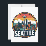 Seattle City Skyline Postcard<br><div class="desc">Celebrate the iconic Seattle skyline with this bold and colourful design featuring the Space Needle and the city’s modern architecture. This vibrant retro-style art captures the spirit of Seattle in a glowing palette of red, and deep blue — perfect for locals, tourists, and city lovers alike. Ideal for apparel, home...</div>