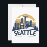 Seattle City Skyline Postcard<br><div class="desc">Celebrate the iconic Seattle skyline with this bold and colourful design featuring the Space Needle and the city’s modern architecture. This vibrant retro-style art captures the spirit of Seattle in a glowing palette of red, and deep blue — perfect for locals, tourists, and city lovers alike. Ideal for apparel, home...</div>