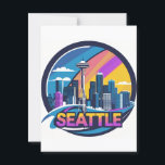 Seattle City Skyline Postcard<br><div class="desc">Celebrate the iconic Seattle skyline with this bold and colourful design featuring the Space Needle and the city’s modern architecture. This vibrant retro-style art captures the spirit of Seattle in a glowing palette of red, and deep blue — perfect for locals, tourists, and city lovers alike. Ideal for apparel, home...</div>