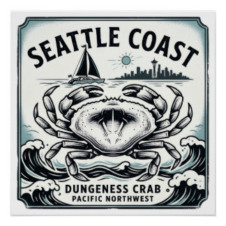 Seattle Coast Dungeness Crab Poster